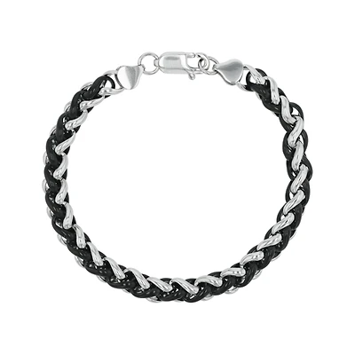 Stainless Steel Wheat Design with Black IP Bracelet