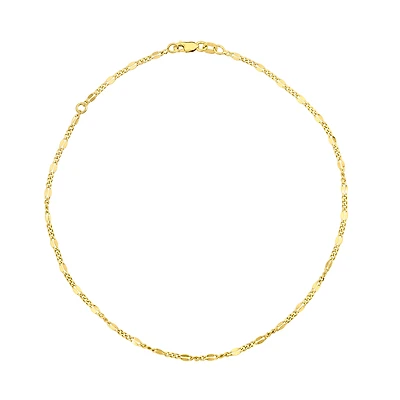 14K Yellow Gold 1.2mm Fancy Link Anklet