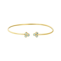 14K Yellow Gold Bangle Bracelet with Blue Topaz Stones