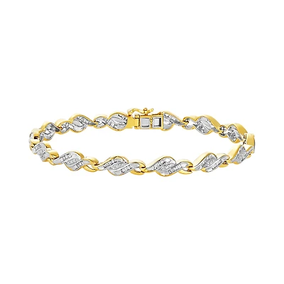 14K Two Tone Gold "S" Link Diamond Bracelet