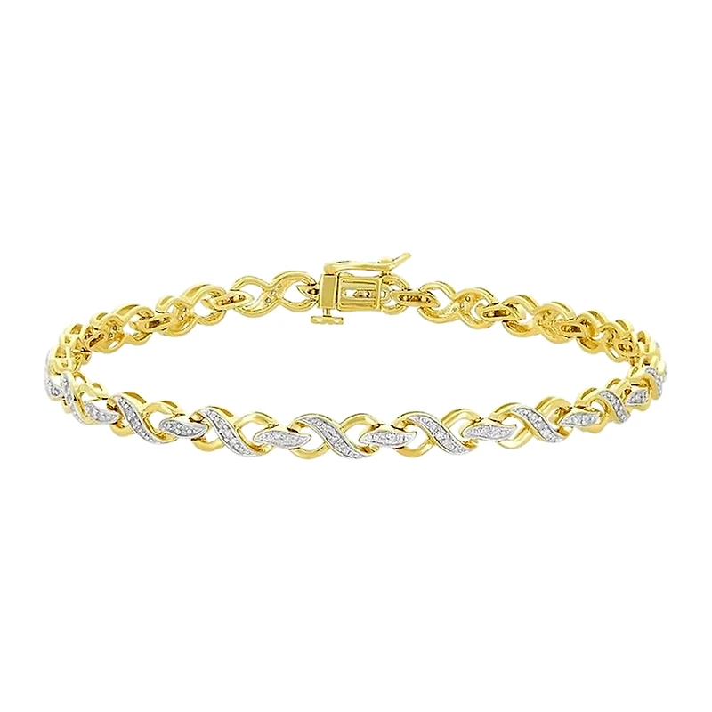14K Gold Two-Tone Diamond Infinity Link Bracelet
