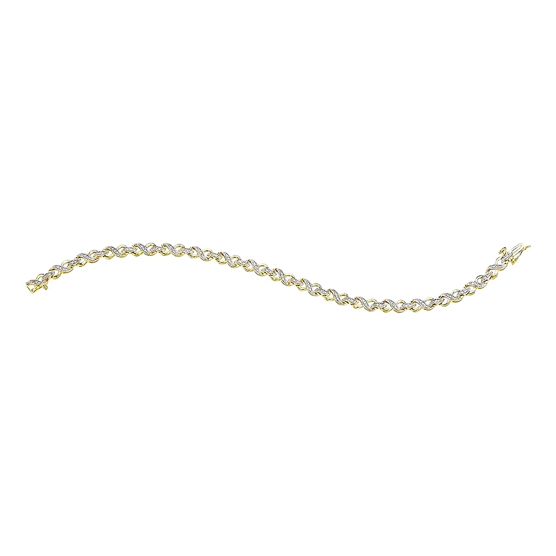 14K Gold Two-Tone Diamond Infinity Link Bracelet