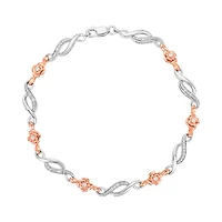 14K Gold Two-Tone Gold Rose and Infinity Diamond Bracelet