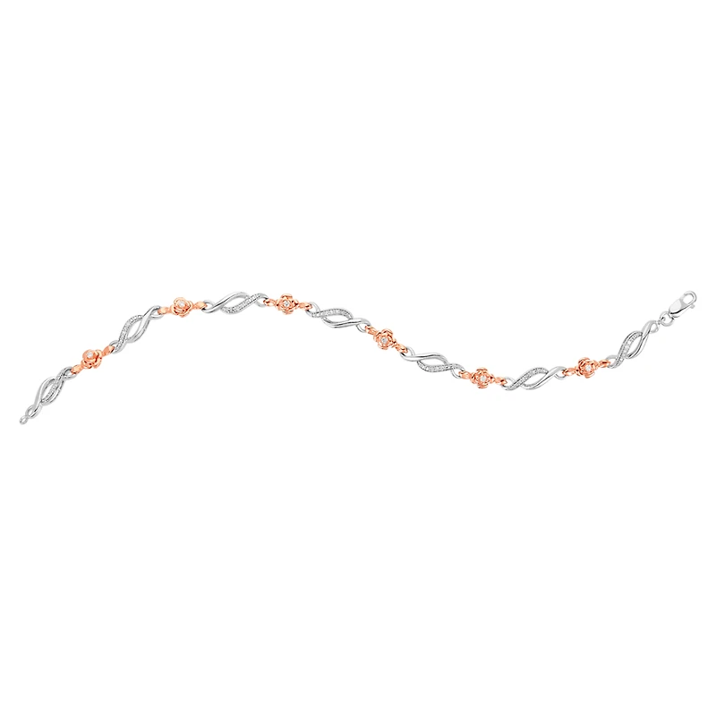 14K Gold Two-Tone Gold Rose and Infinity Diamond Bracelet