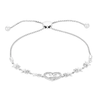 14K Gold Roses Heart Quinceañera Diamond Bracelet