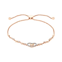 14K Rose Gold Roses Heart Quinceañera Diamond Bracelet
