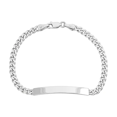 14K White Gold 4mm Cuban Link ID Bracelet