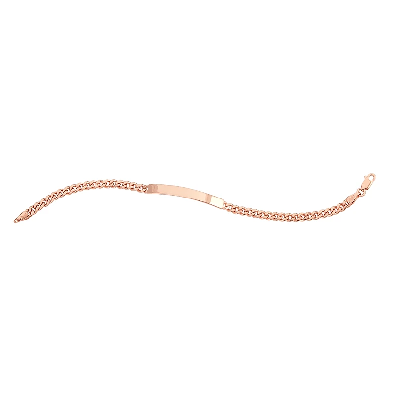 14K Rose Gold 4mm Cuban Link ID Bracelet