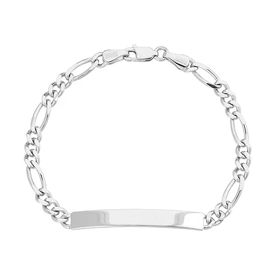 14K White Gold 4.3mm Figaro Link ID Bracelet