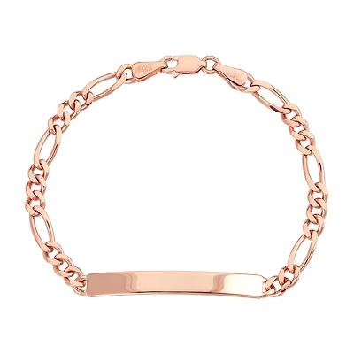 14K Rose Gold 4.3mm Figaro Link ID Bracelet