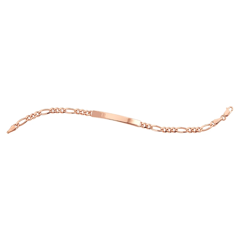 14K Rose Gold 4.3mm Figaro Link ID Bracelet