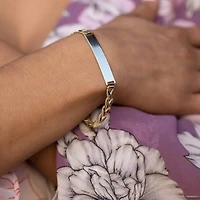 14K Gold Tri- Color Chevron ID Bracelet