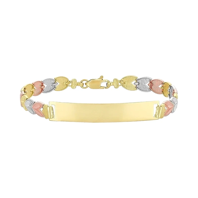 14K Gold Tri- Color Chevron ID Bracelet