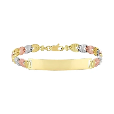 14K Gold Tri- Color Chevron ID Bracelet