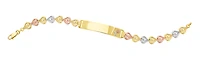 14K Gold Tri Color Heart Link ID Bracelet