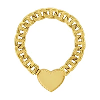 14K Yellow Gold Heart ID Chino Link Bracelet