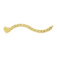 14K Yellow Gold Heart ID Chino Link Bracelet