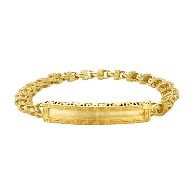 14K Yellow Gold 8.5mm Chino and Greek Box ID Bracelet