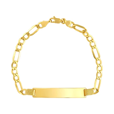 14K Yellow Gold 5.1mm Figaro Hinged ID Bracelet