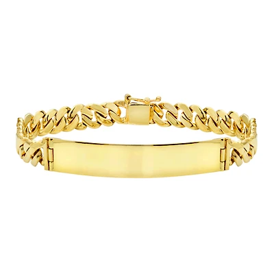 14K Yellow Gold 8mm Cuban Link ID Bracelet