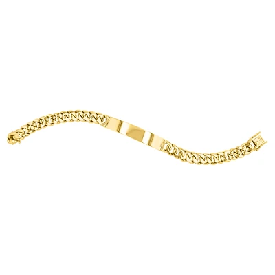 14k Yellow Gold 10mm Cuban Link ID Bracelet with Hidden Clasp