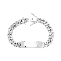 Silver 10.5mm Cuban Link Men's ID Bracelet