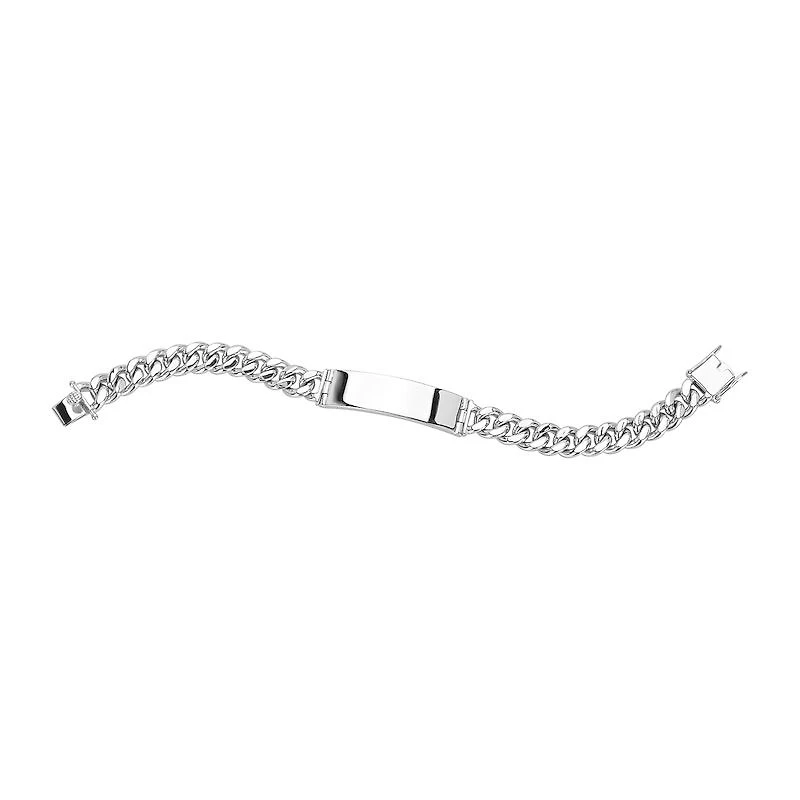Silver 10.5mm Cuban Link Men's ID Bracelet