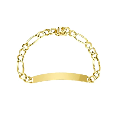 14K Yellow Gold 6.5mm Figaro ID Men's Bracelet