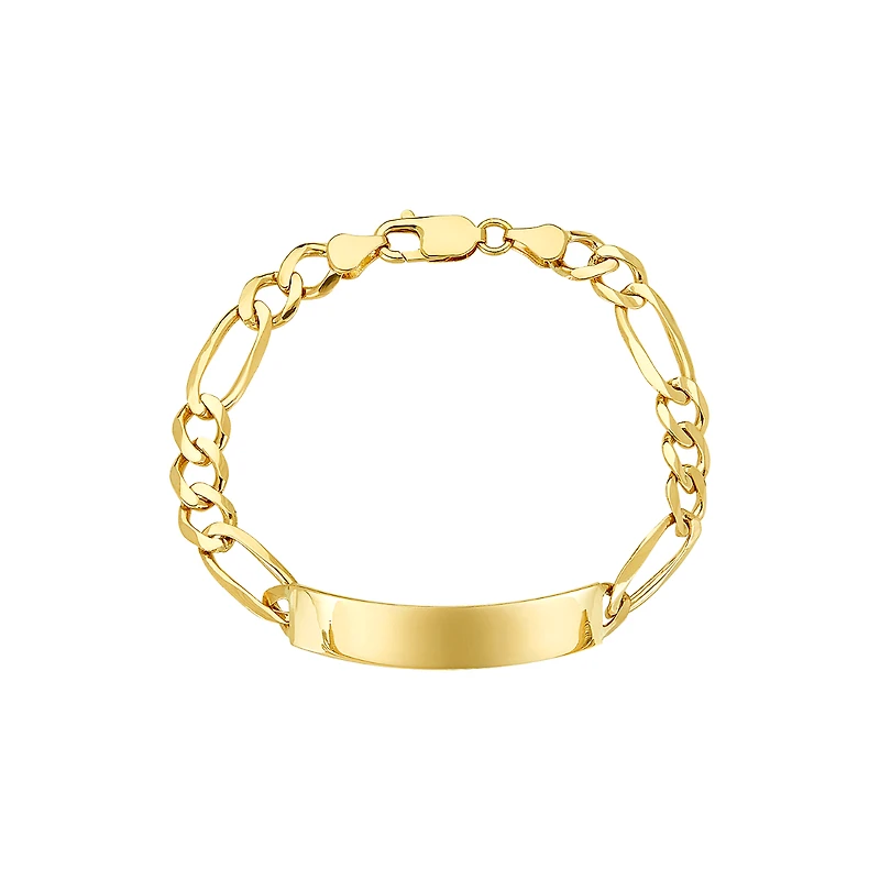 14K Yellow Gold 8mm Figaro Link ID Men's Bracelet
