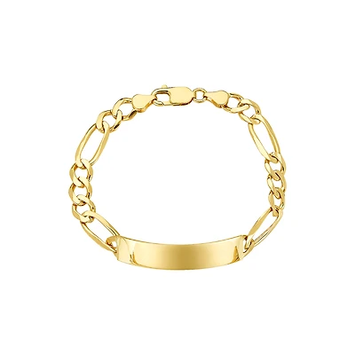 14K Yellow Gold 8mm Figaro Link ID Men's Bracelet