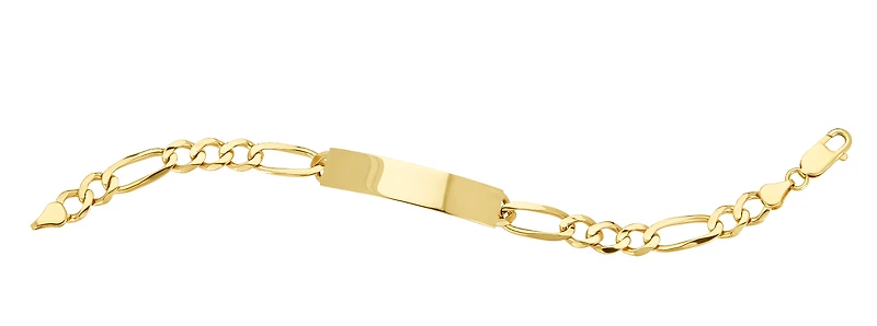 14K Yellow Gold 8mm Figaro Link ID Men's Bracelet