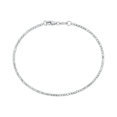 14K White Gold 1.9mm Diamond Cut Bead Bracelet