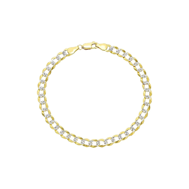 14K Yellow Gold 5.6mm Curb Pave Bracelet