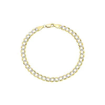 14K Yellow Gold 5.6mm Curb Pave Bracelet