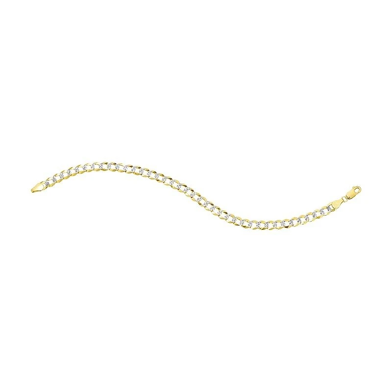 14K Yellow Gold 5.6mm Curb Pave Bracelet