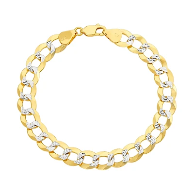14K Yellow Gold 9.85mm Curb Pave Bracelet