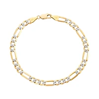 14K Yellow Gold 5.3mm Figaro Pave Bracelet