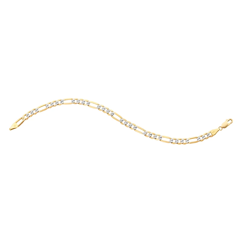14K Yellow Gold 5.3mm Figaro Pave Bracelet