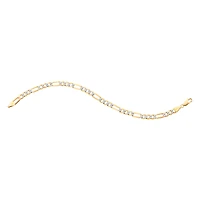 14K Yellow Gold 5.3mm Figaro Pave Bracelet
