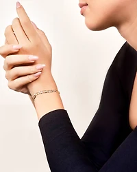 14K Yellow Gold 5.3mm Figaro Pave Bracelet