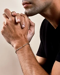 14K Yellow Gold 5.3mm Figaro Pave Bracelet