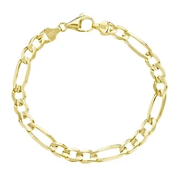 14K Yellow Gold 7.3mm Figaro Men's Bracelet