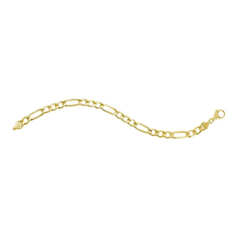 14K Yellow Gold 7.3mm Figaro Men's Bracelet