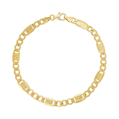 14K Yellow Gold 5mm Figaro Greek Link Bracelet