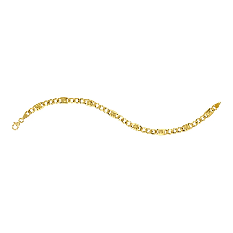 14K Yellow Gold 5mm Figaro Greek Link Bracelet