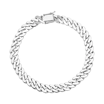 14K White Gold 8mm Cuban Link Bracelet