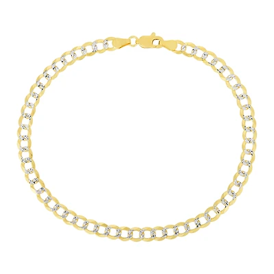 14K Yellow Gold 4.7mm Curb Pave Bracelet