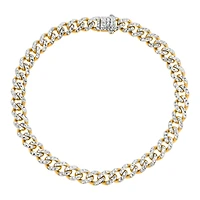 14K Yellow Gold 6.5mm Pave Hollow Cuban Link Bracelet