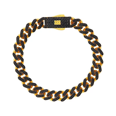 14K Yellow Gold 9.3mm Miami Cuban Black CZ Hollow Bracelet