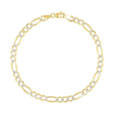 14K Yellow Gold 4.75mm Figaro Pave Bracelet